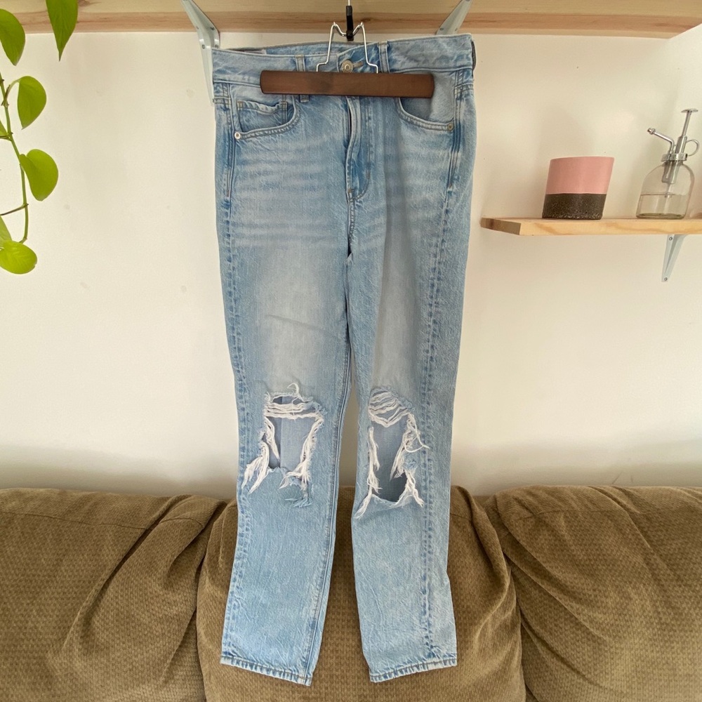 American Eagle distressed mom jeans